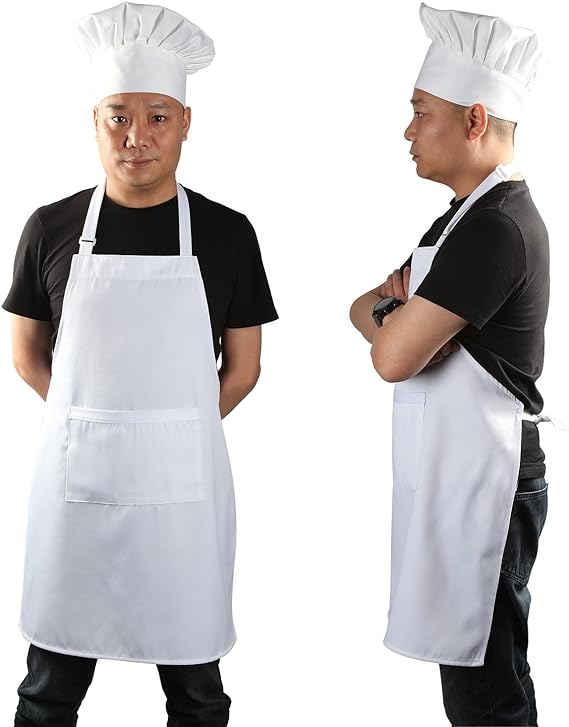 A chef wearing a funny hat and apron