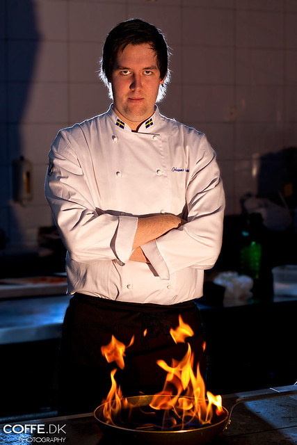 A chef with a confused expression.