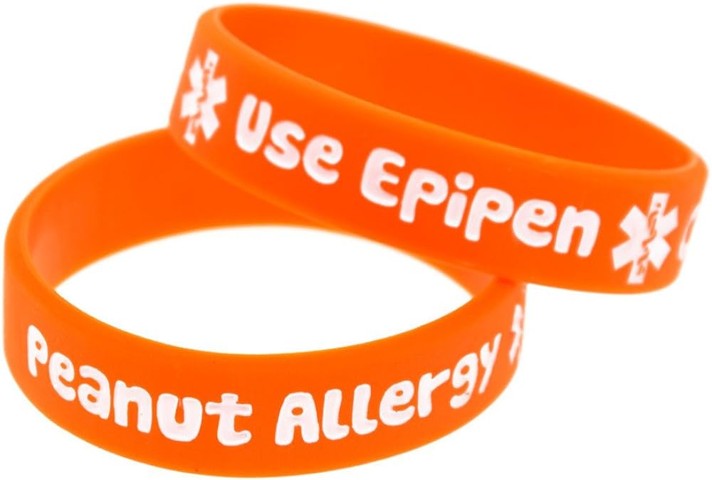 A child with a food allergy bracelet