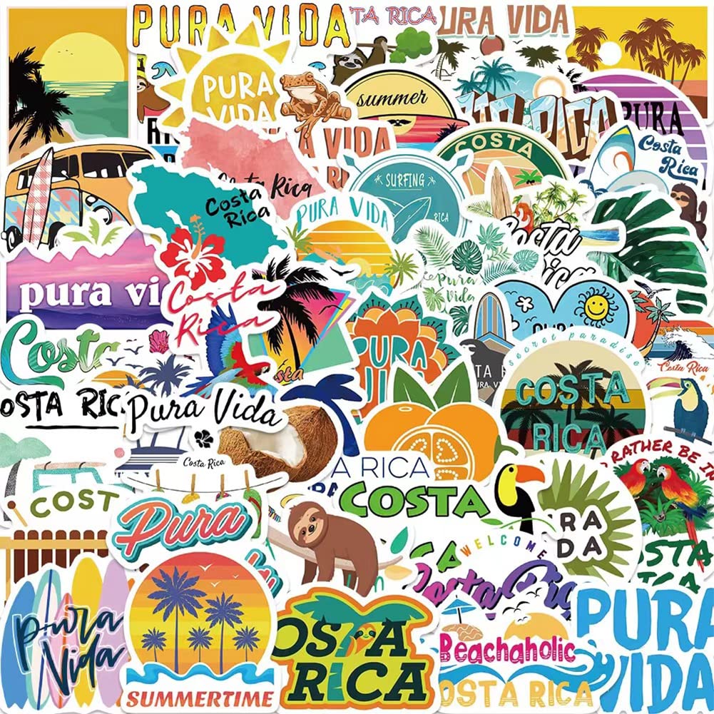 A colorful map of Costa Rica with the phrase Pura Vida written across it.