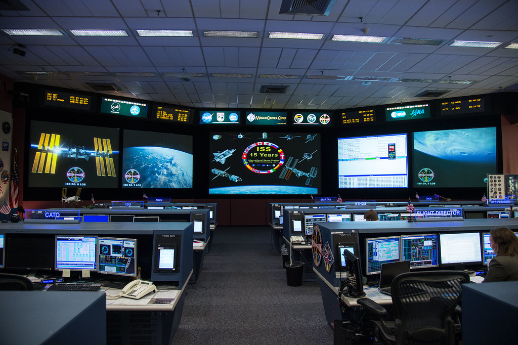A control room at a space center