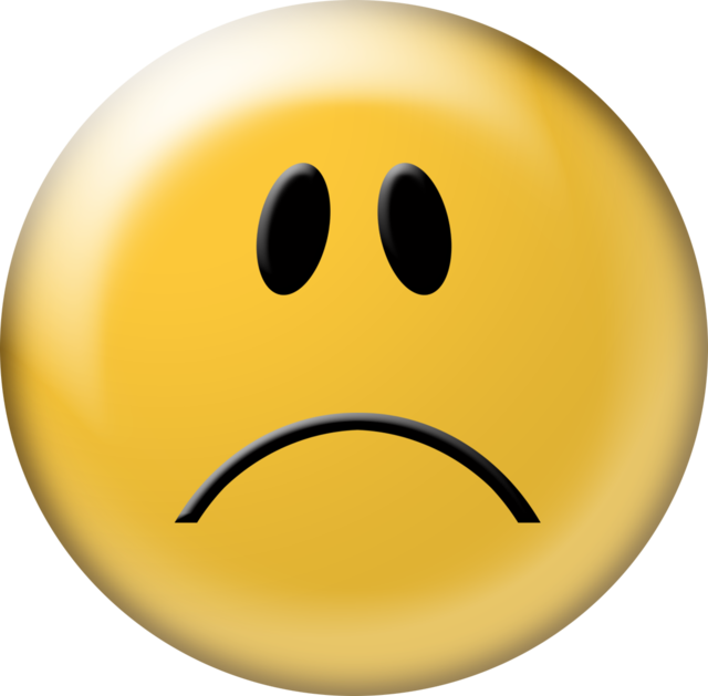 A frowning or sad face.