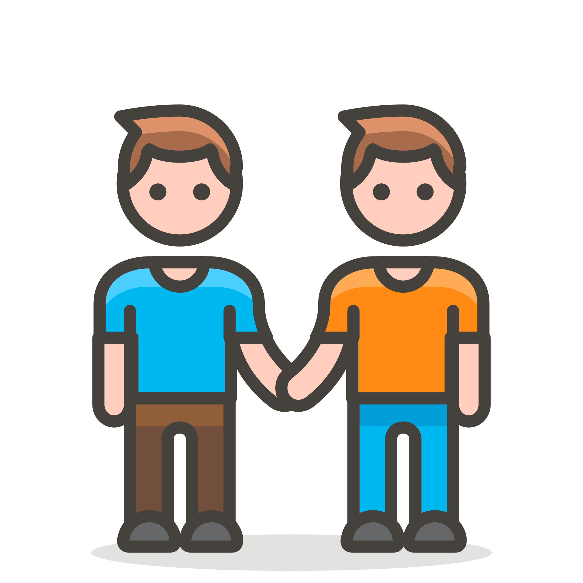 A handshake or two people holding hands.