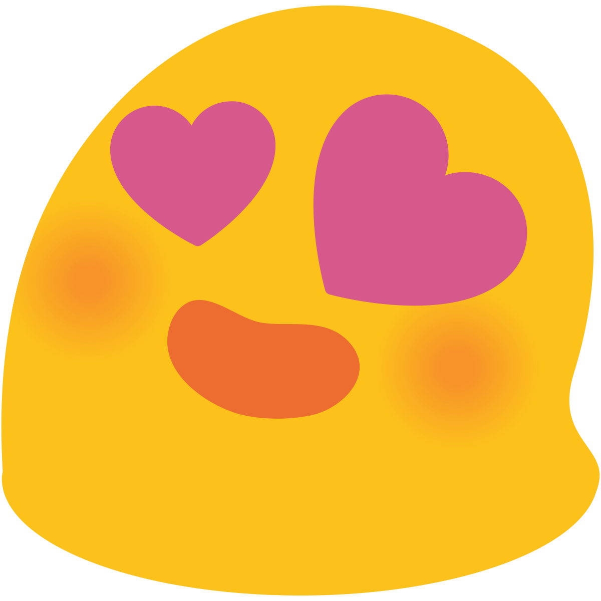 A happy emoji with hearts in the eyes.