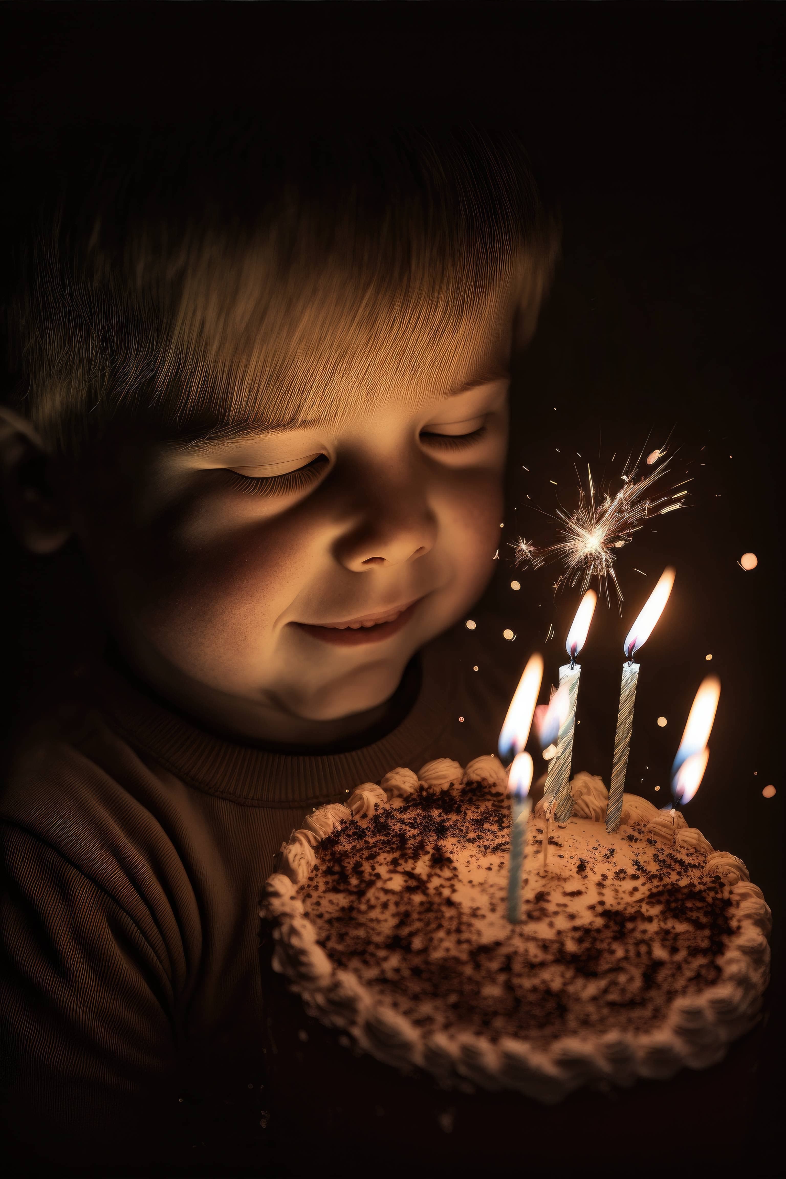 A picture of a person blowing out candles on a birthday cake.