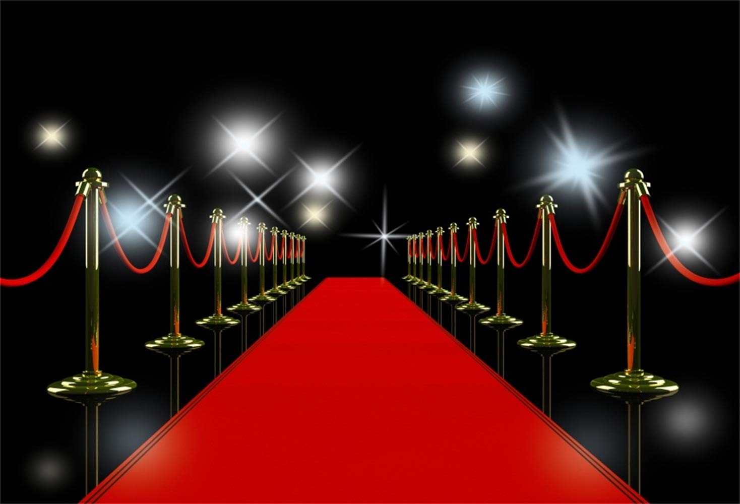 A red carpet with bright lights.