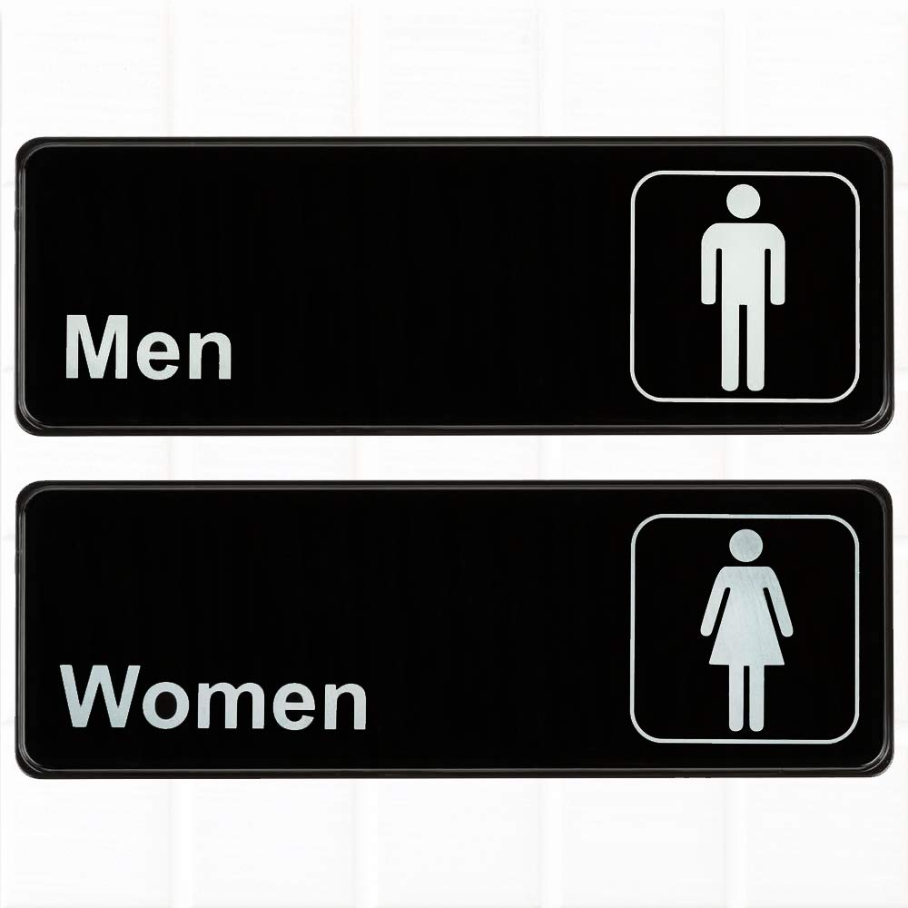 A restroom sign for men and women