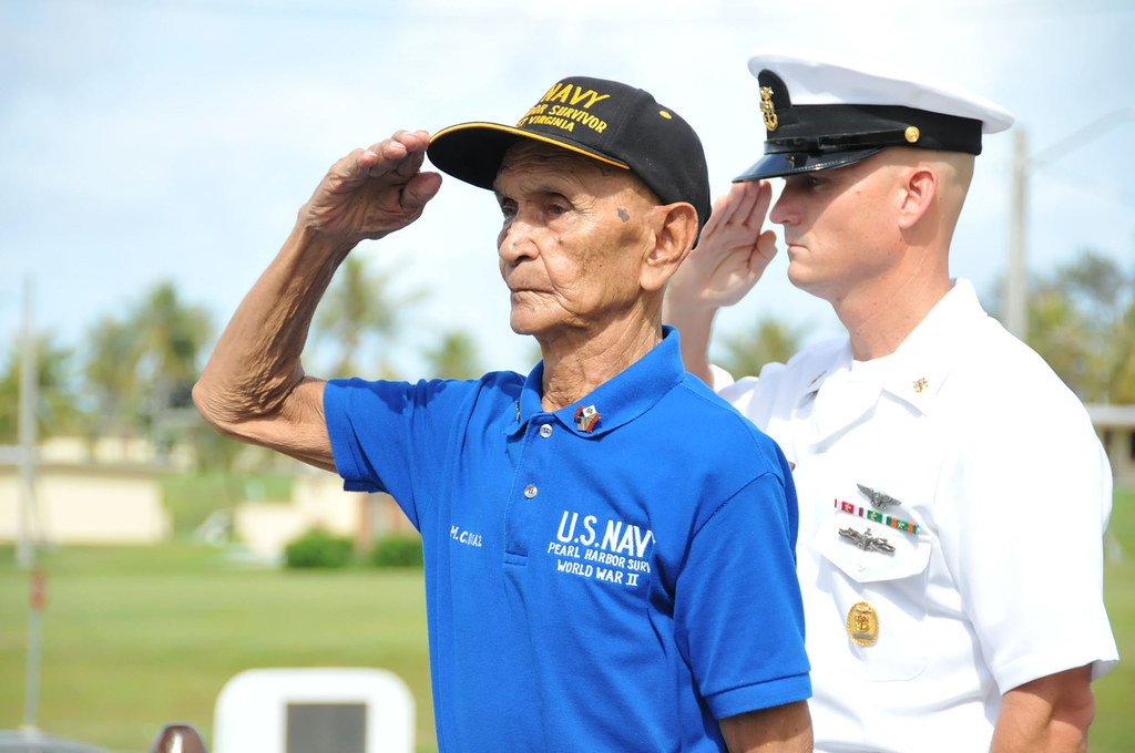 A sailor saluting a captain