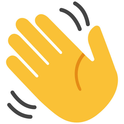 A simple waving hand emoji.