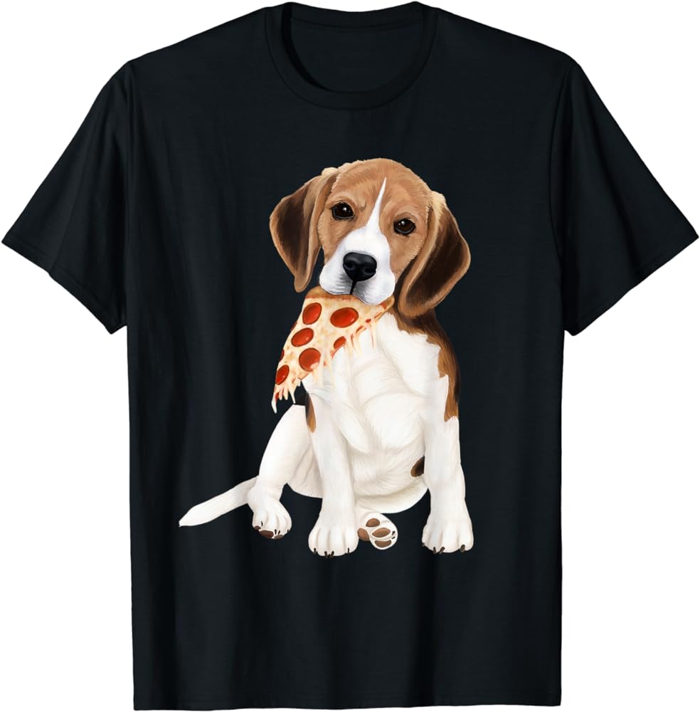 A slice of pizza with a dog eating it.