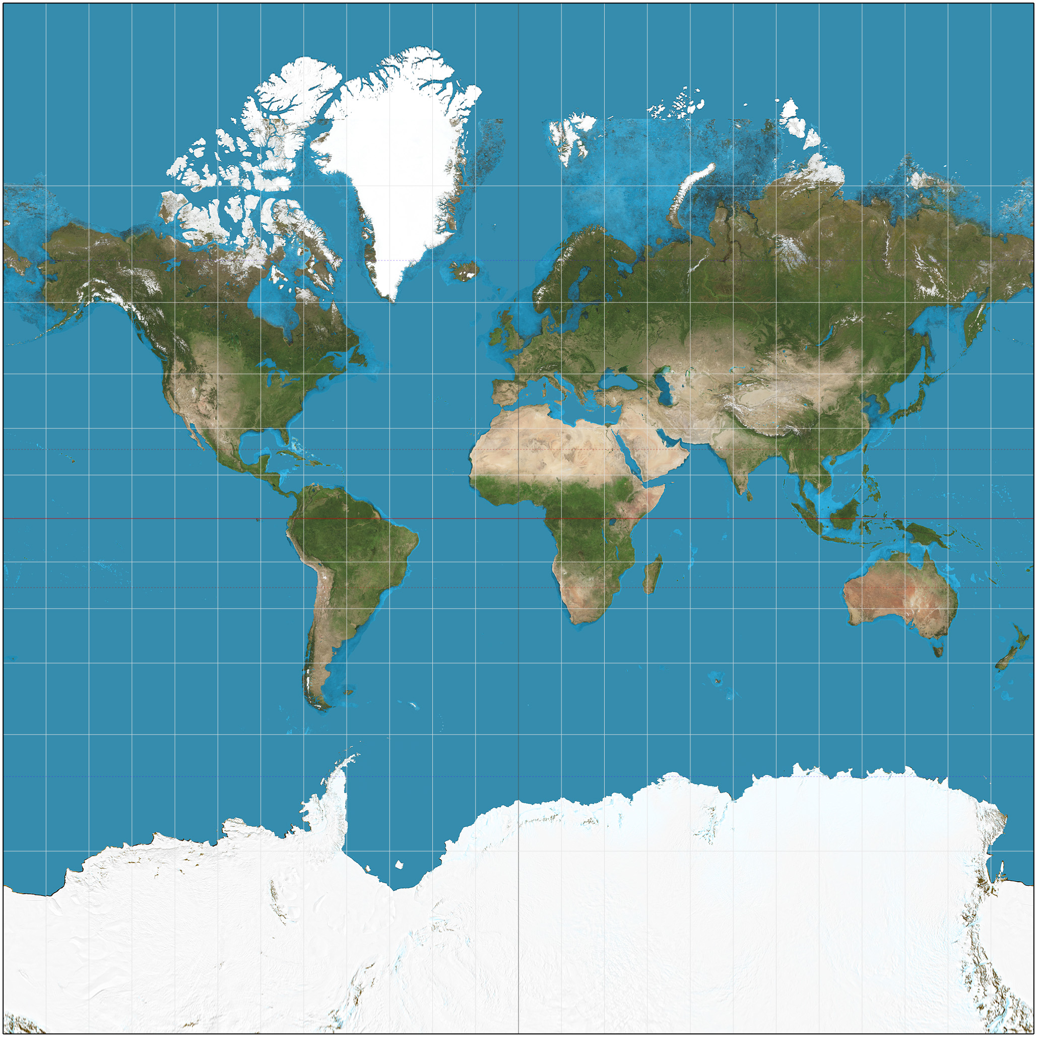 A world map with two people pointing at their respective locations.