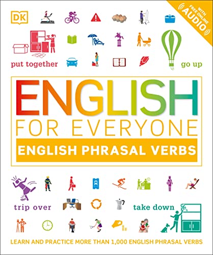An open book with various phrasal verbs highlighted.
