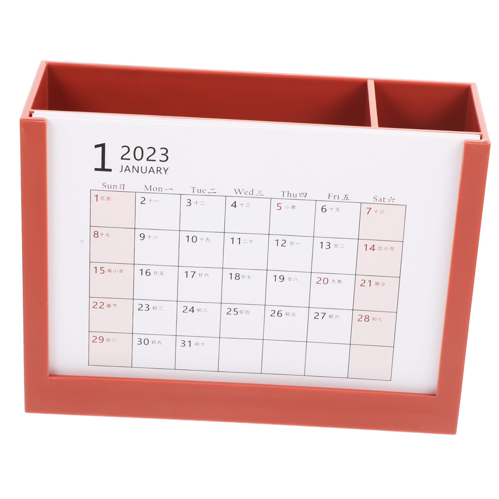 Calendar with a pen or pencil