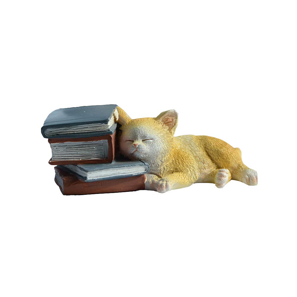 Cat figurine with various literary devices around it
