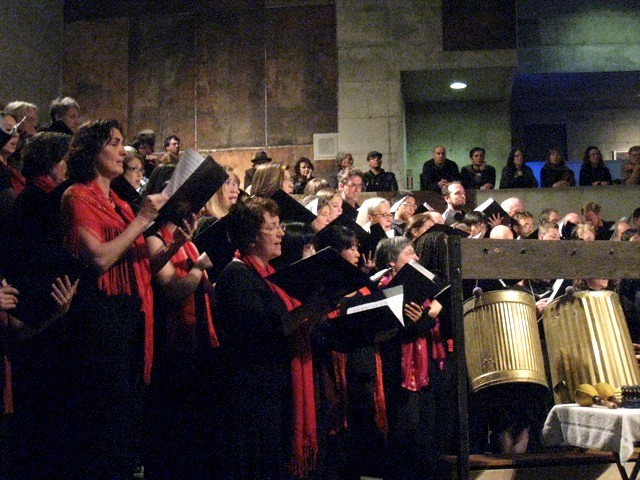 Chorus singers in a music performance