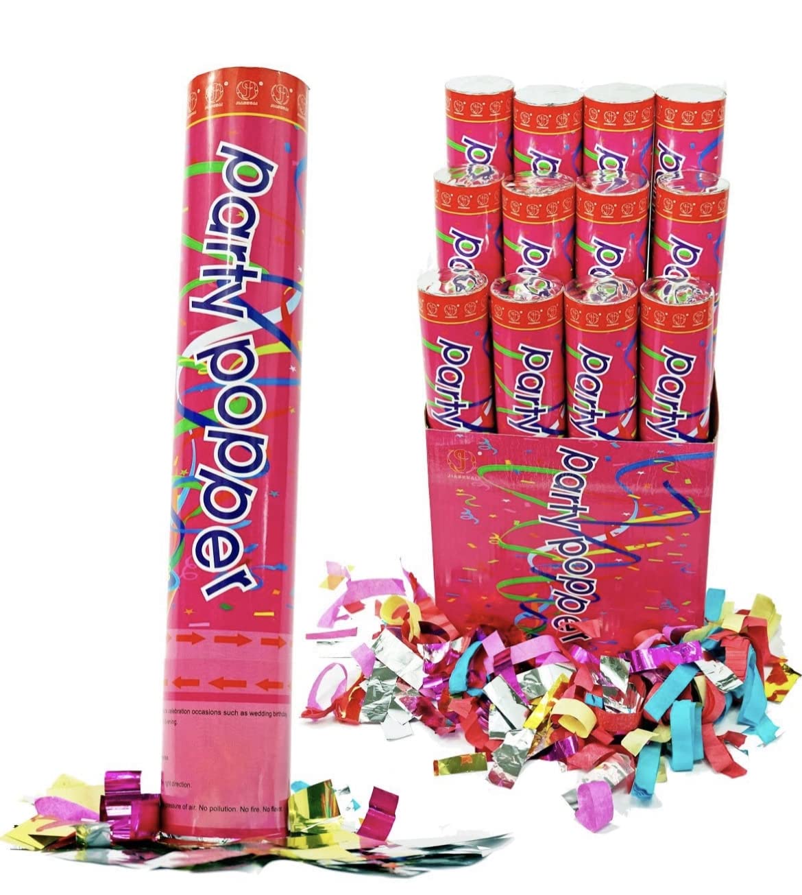 Confetti and party poppers