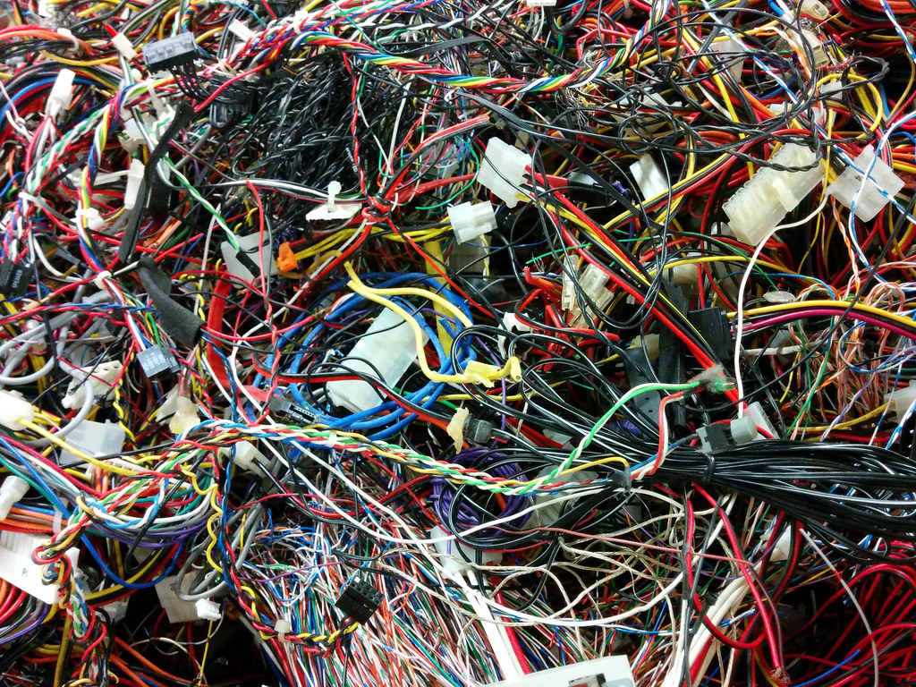 Confusing tangled mess of wires