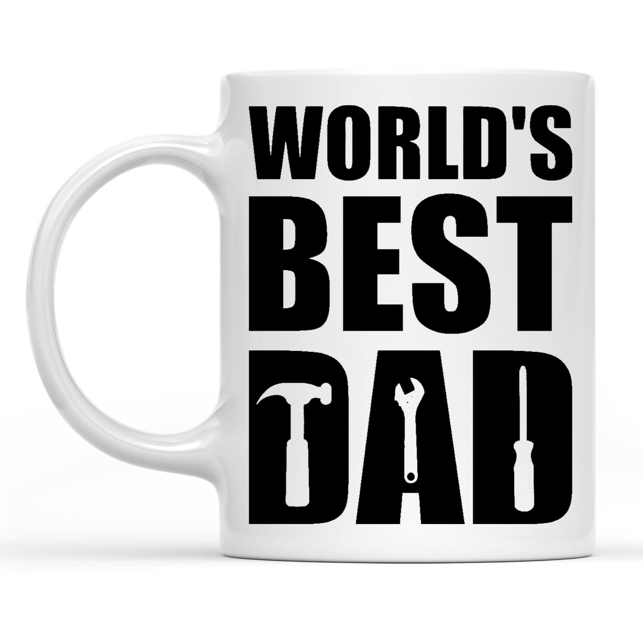 Father holding a World's Best Dad mug