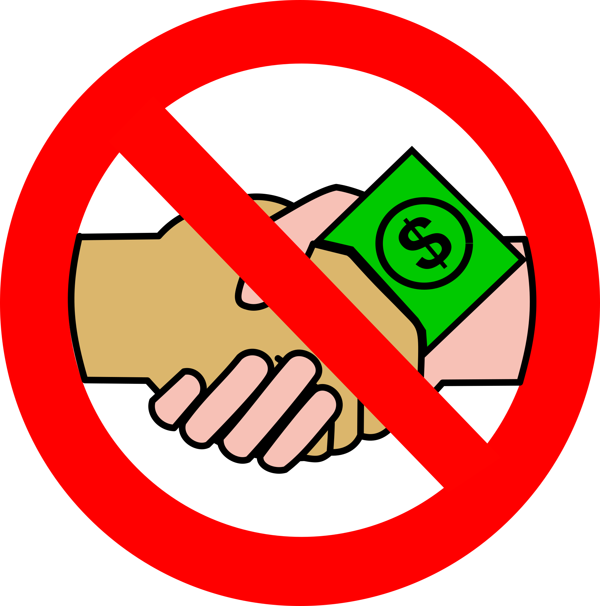 Handshake or handshake with money symbol