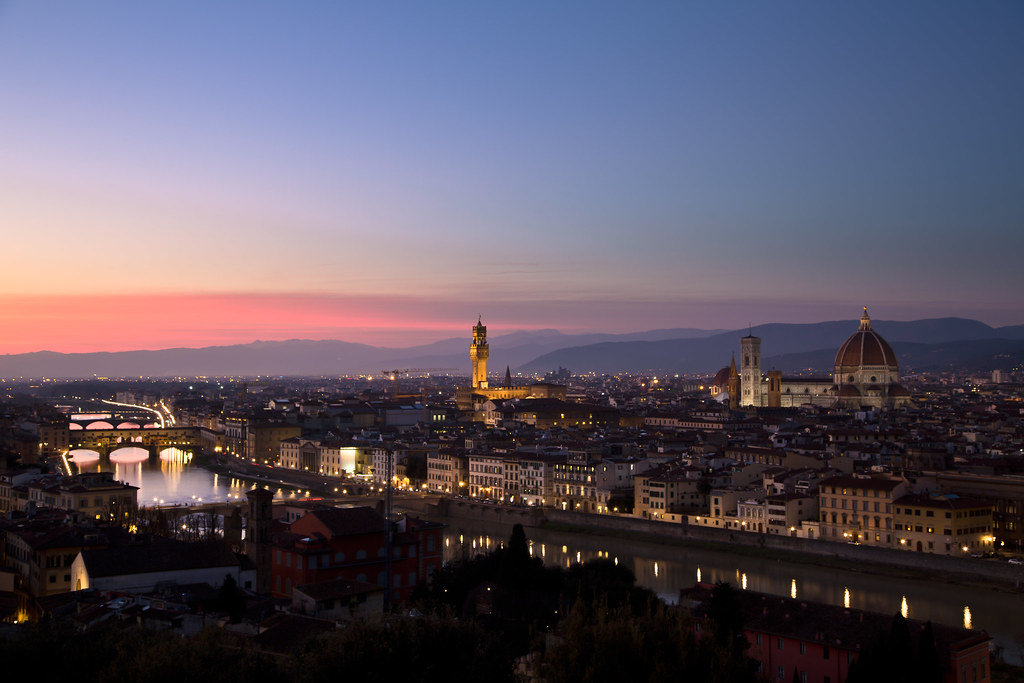 Italian cityscape at sunset