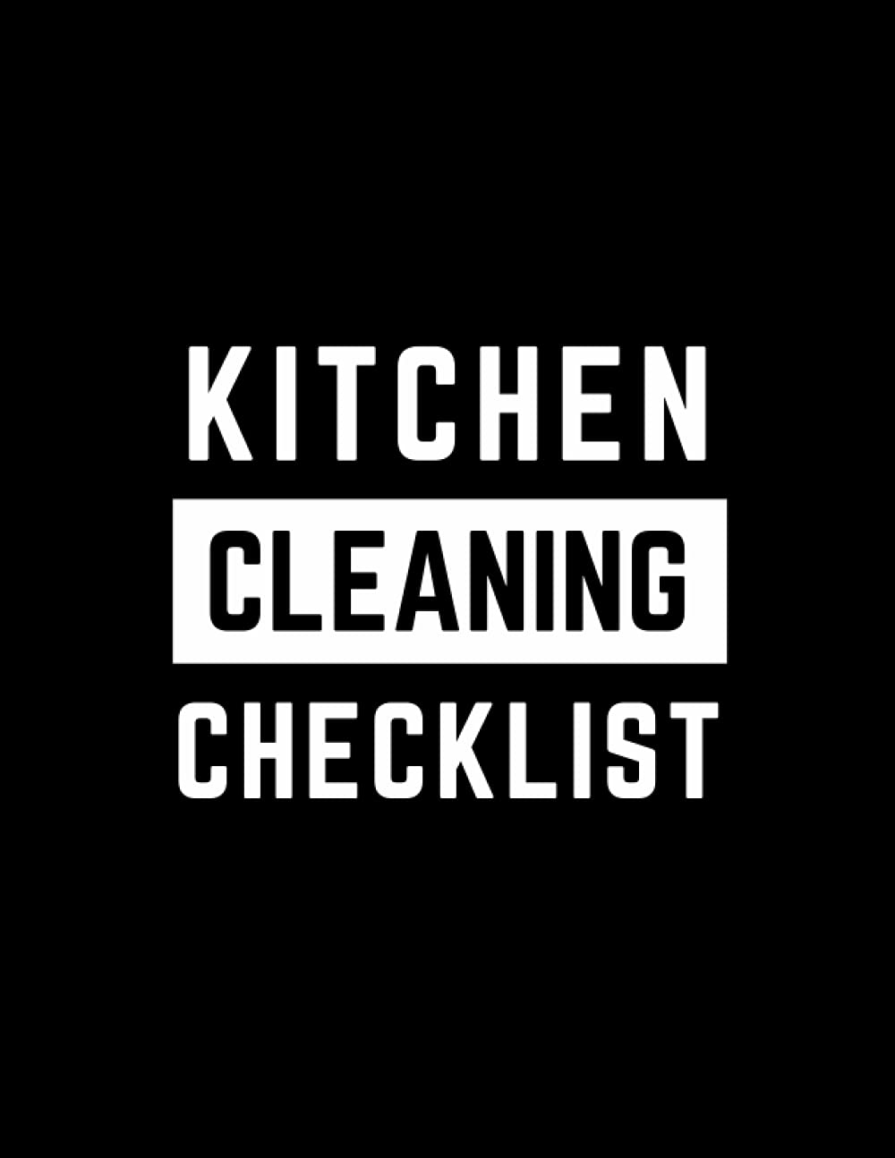 Kitchen cleaning supplies and a message board with cleaning reminders