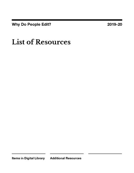 List of additional resources