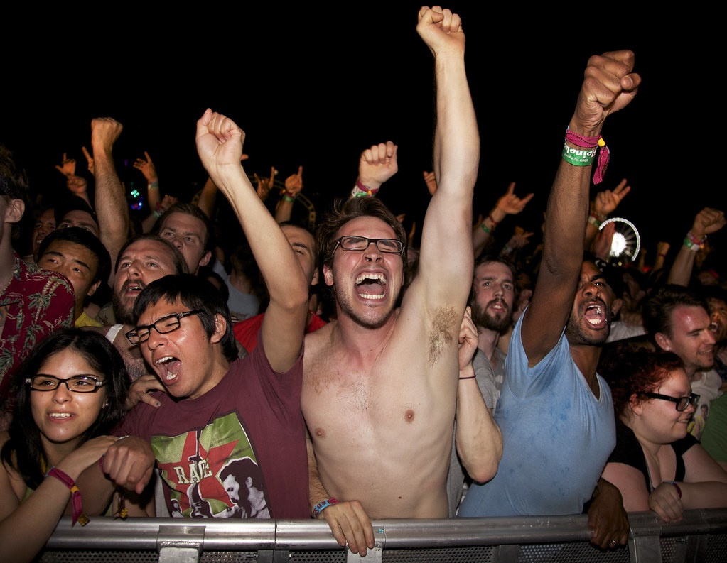 Screaming fans at a concert