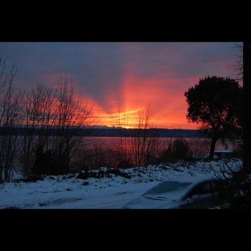 Sunrise over a calm lake