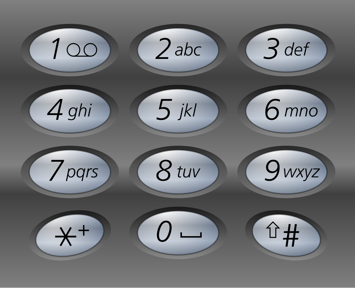 Telephone keypad with a polite message on screen